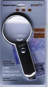 Image for 8cm Circular Magnifier with LED Light 2X Magnification 6X Spot Lens