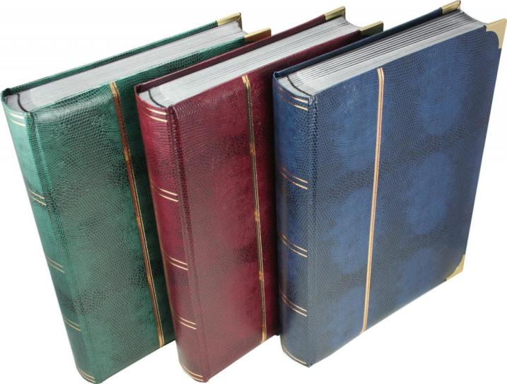 Image for Stamp Album A4 Comfort Deluxe Stockbook 64 White Pages - Royal Blue Alligator-textured Padded Cover with Metal Corners