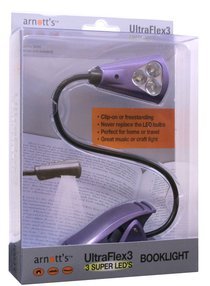 UltraFlex3 Triple Super LED Booklight - Purple Colour (uses 3 AAA Batteries) Image for UltraFlex3 Triple Super LED Booklight - Purple Colour (uses 3 AAA Batteries)