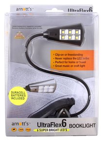 Image for UltraFlex6 Six Super LED Booklight - Black Colour (uses 3 AAA Batteries included) ***TEMPORARILY OUT OF STOCK***