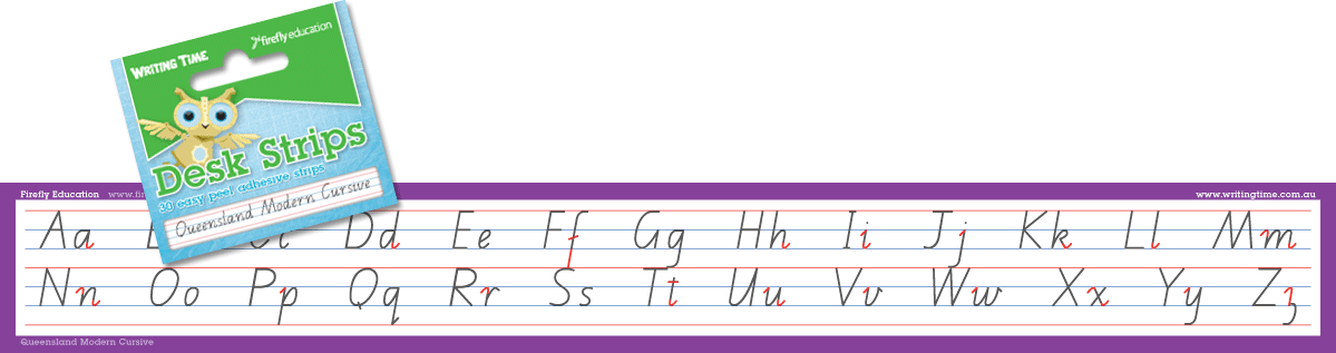 Image for Writing Time Desk Strips - Queensland Modern Cursive (pack of 30 easy peel adhesive strips)