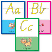 Image for Alphabet Wall Cards - VIC - Victorian Modern Cursive Script - Includes 26 Photocopiable Handwriting Practice Sheets - Upper and Lower case letters
