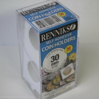 Image for Renniks Self Adhesive Coin Holders : 30mm (50 per pack)