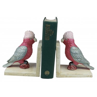 Image for Hand Painted Cast Iron Galah Bird Bookends - White Base *** Temporarily Out of Stock ***