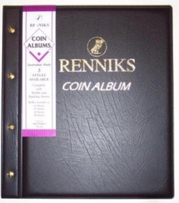 BLACK Renniks Coin Album Padded leatherette Cover Including 6 Coin Album Pages